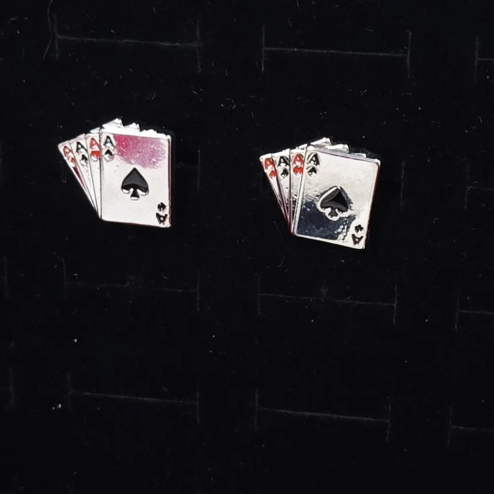 Four Aces Playing Card Cufflinks Poker Casino Spade Suit Formal Shirt Accessory
